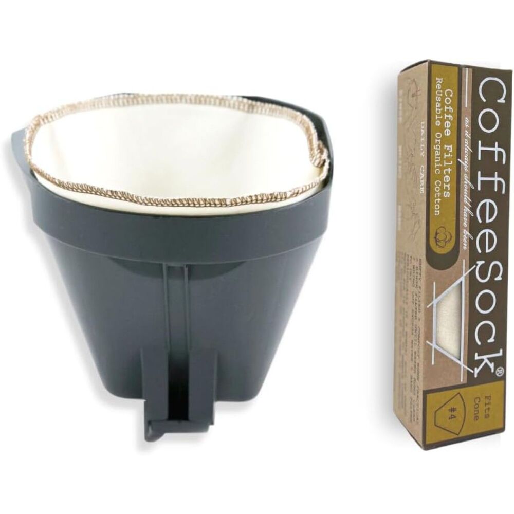2-pack CoffeeSock Reusable Organic Cotton Coffee Filters - Cone #4 Filters